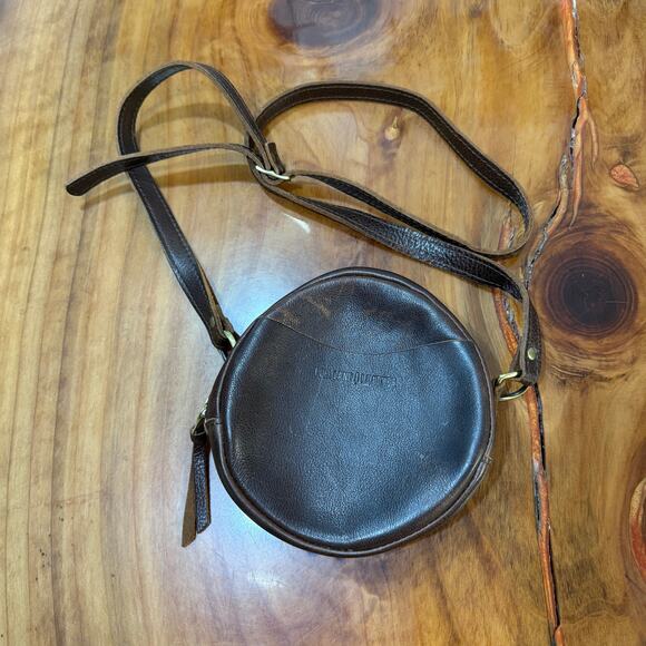 Portland Leather Company Mini Round Circle Bag Brown Crossbody Small XX27 - Picture 1 of 5